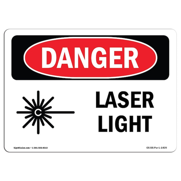 Signmission OSHA Danger Sign, Laser Light, 10in X 7in Decal, 10" W, 7" H, Landscape, Laser Light OS-DS-D-710-L-1409 - main